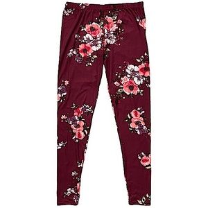 Lildy size Large-xxl maroon leggings pink purple red green floral design